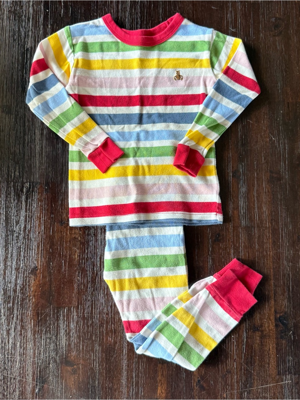 GAP Kids Rainbow Stripe Pajama Set - Red Trim